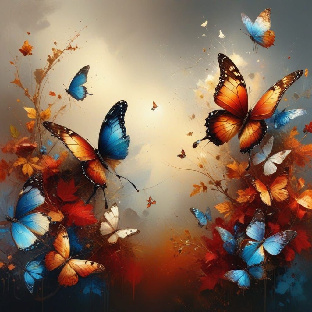 Surreal Hyper-Realistic Butterfly in Autumn Masterpiece