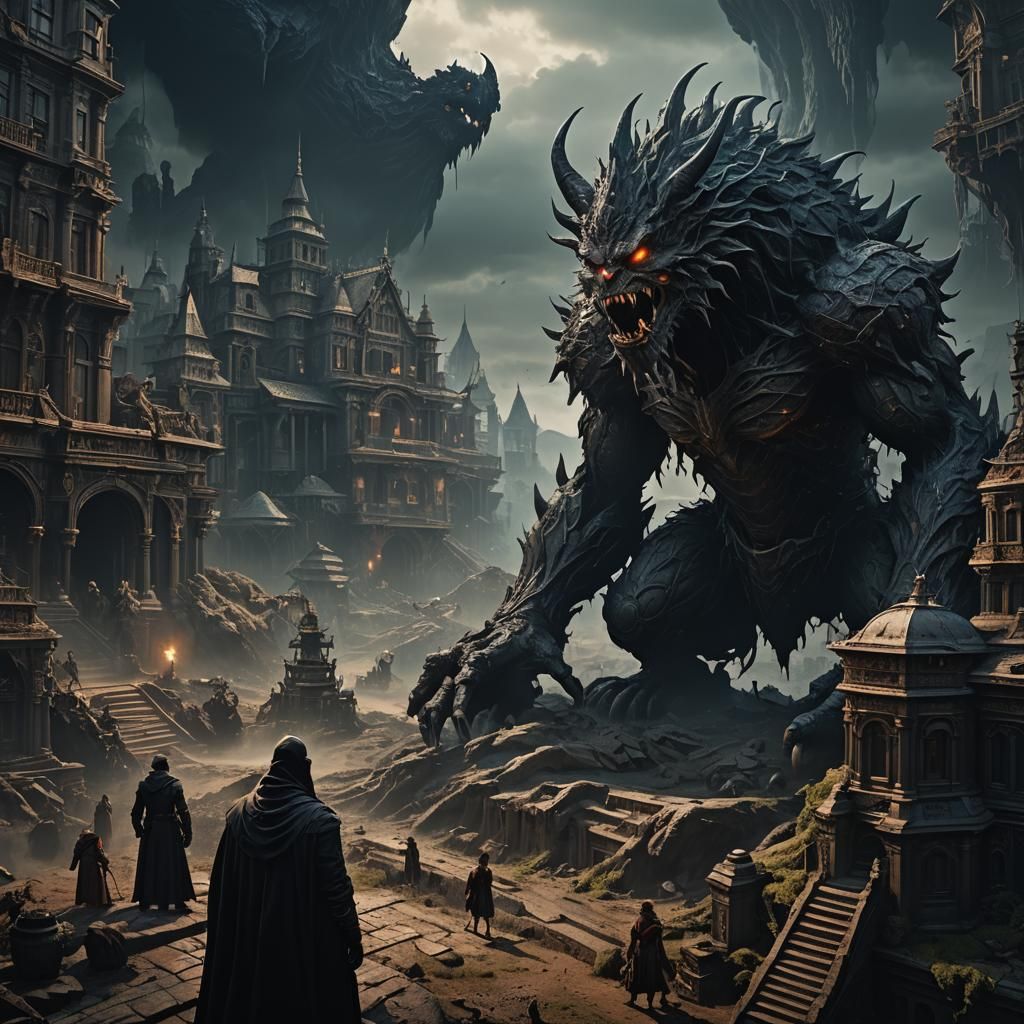 Epic Shadow Monster in Digital Matte Painting