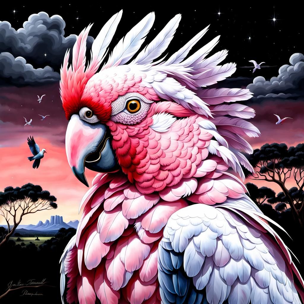 Pink Galah in Vivid Australian Landscape