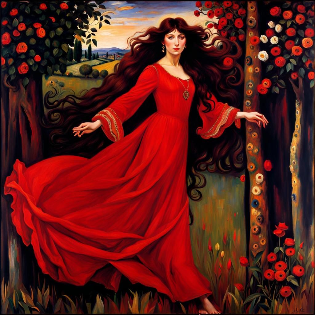 Wuthering Heights Figure in Dress, Classical Painting Style