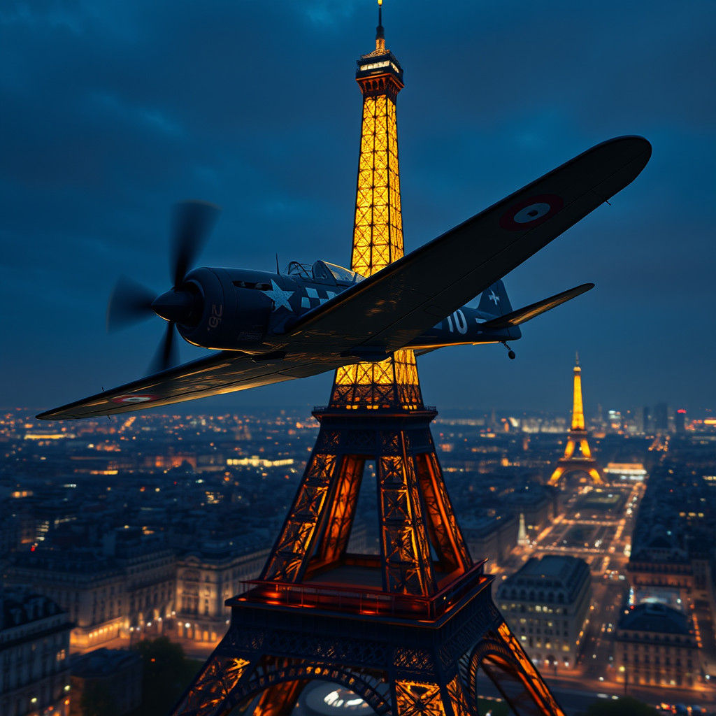 Morane-Saulnier MS.406 Soars Over Paris at Night