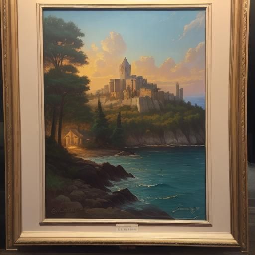 Byzantine Cityscape at Sunset: An Atmospheric Oil Painting