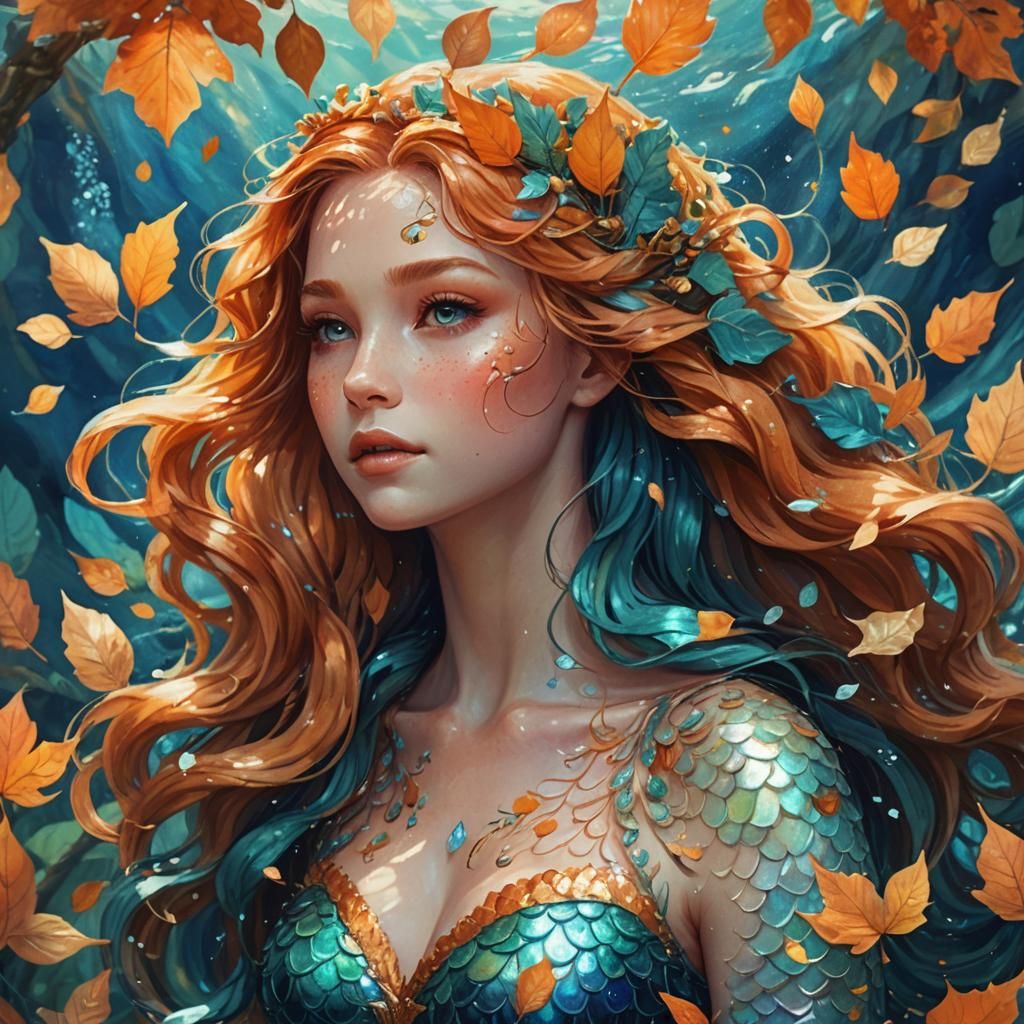 Fantasy Mermaid in Vibrant Watercolor