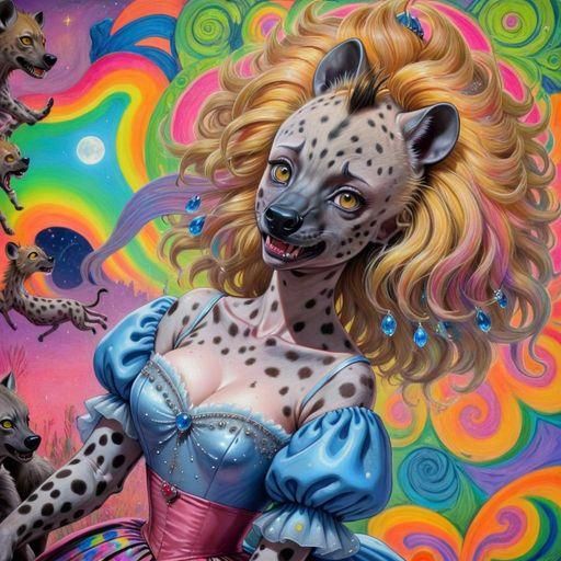Psychedelic Hyena-Cinderella Fusion in Wonderland