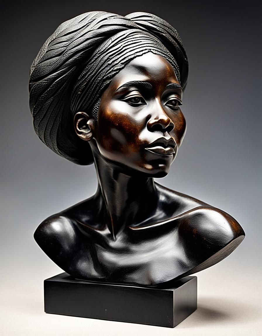 Elegant Sculpture of a Black Woman