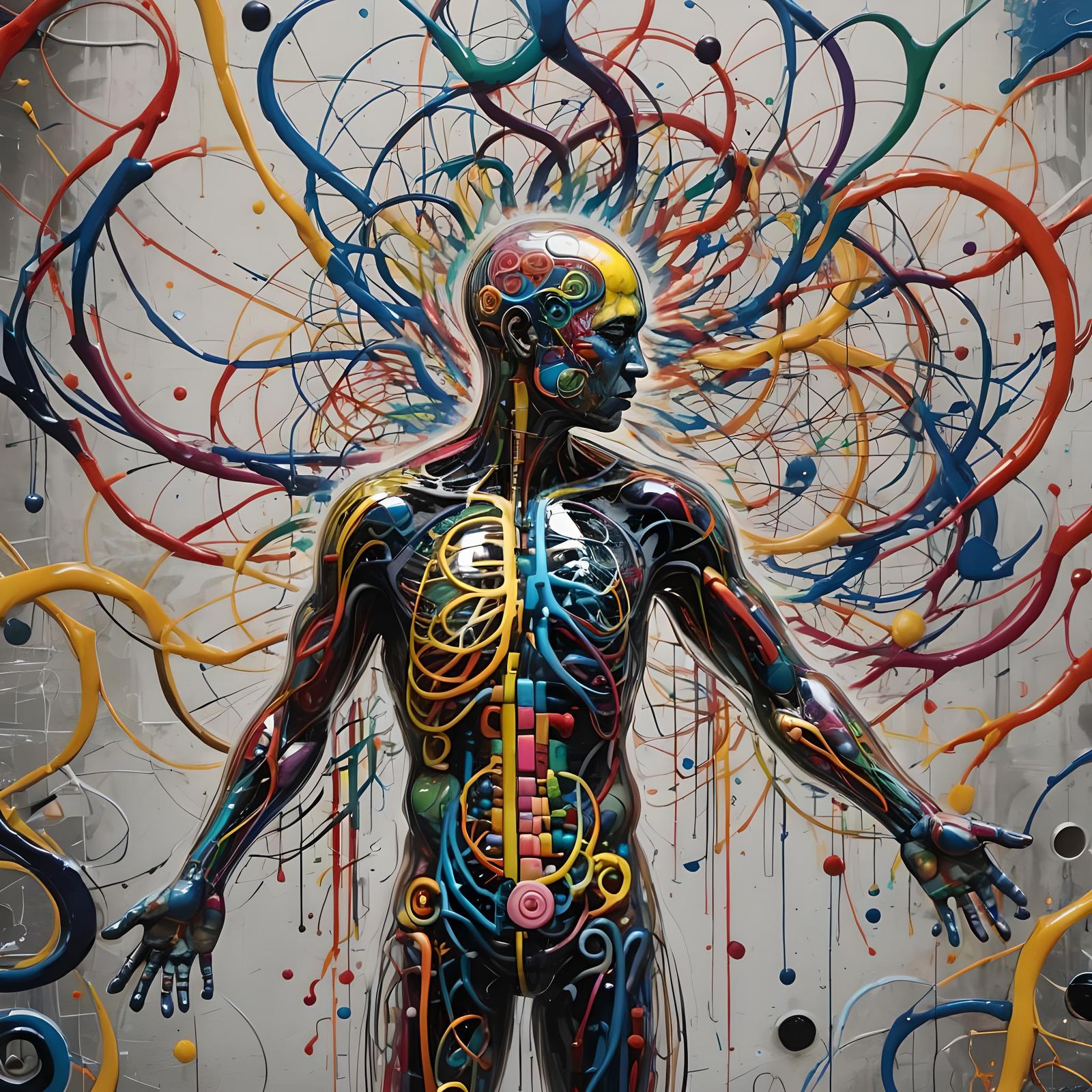 Acupuncture Meridians in Graffiti Art Style