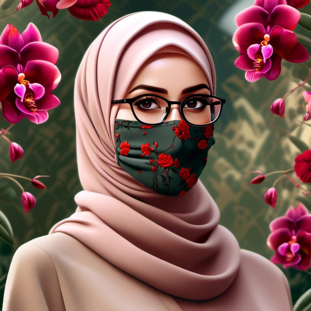 Beautiful Hijabi Woman Portrait with Roses