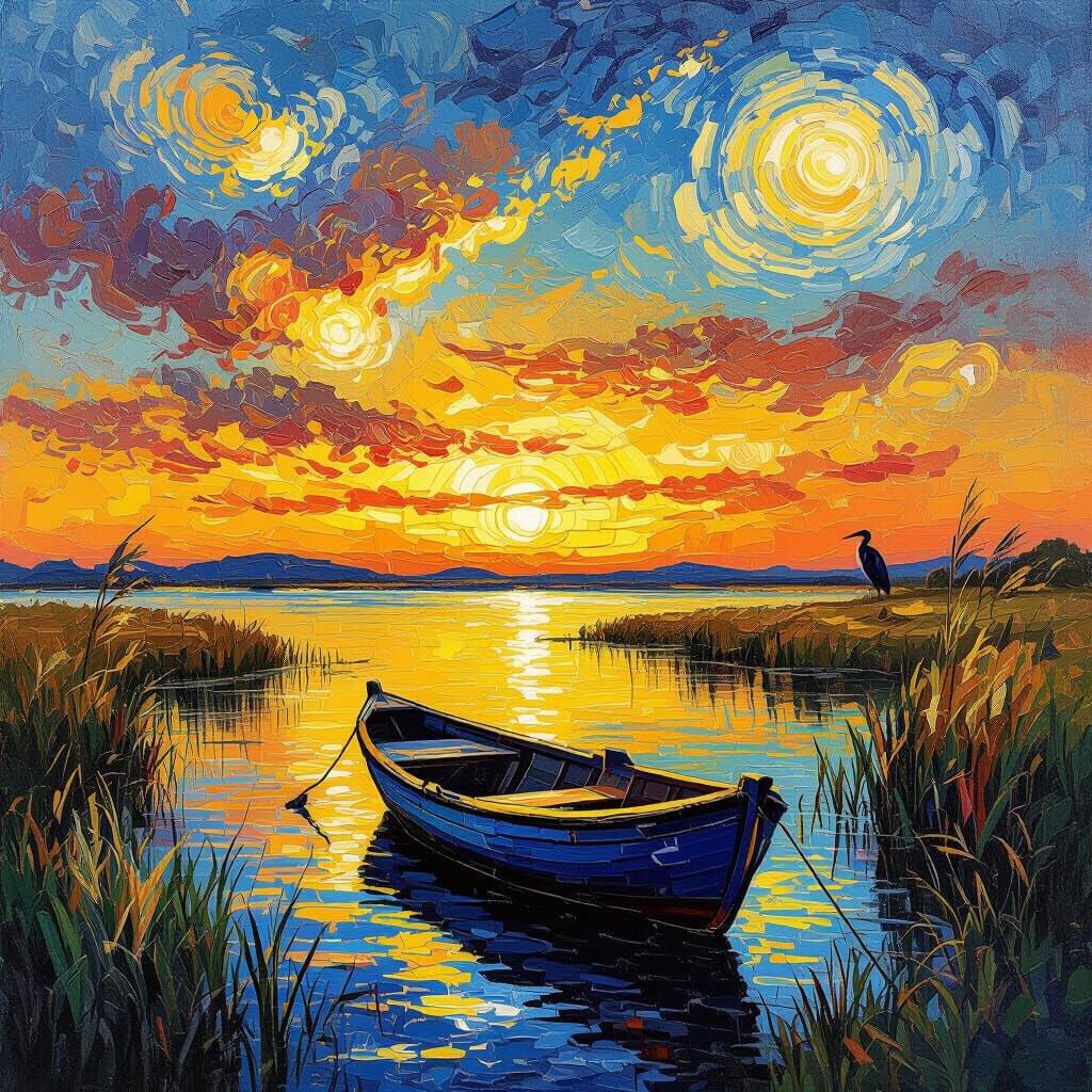 Radiant Van Gogh-Inspired Landscape with Swirling Colors