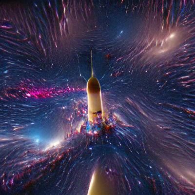 Astronaut Riding Rocket Through Space
