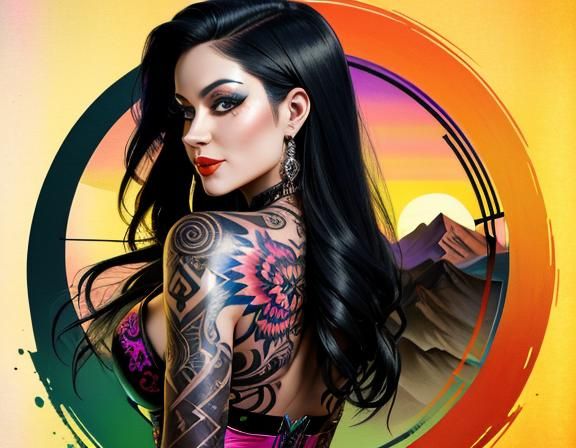 Intricate Macabre Tattoo Art: Satanist Latina Pinup