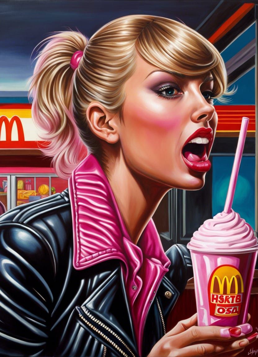 Taylor Swift drinking a milkshake