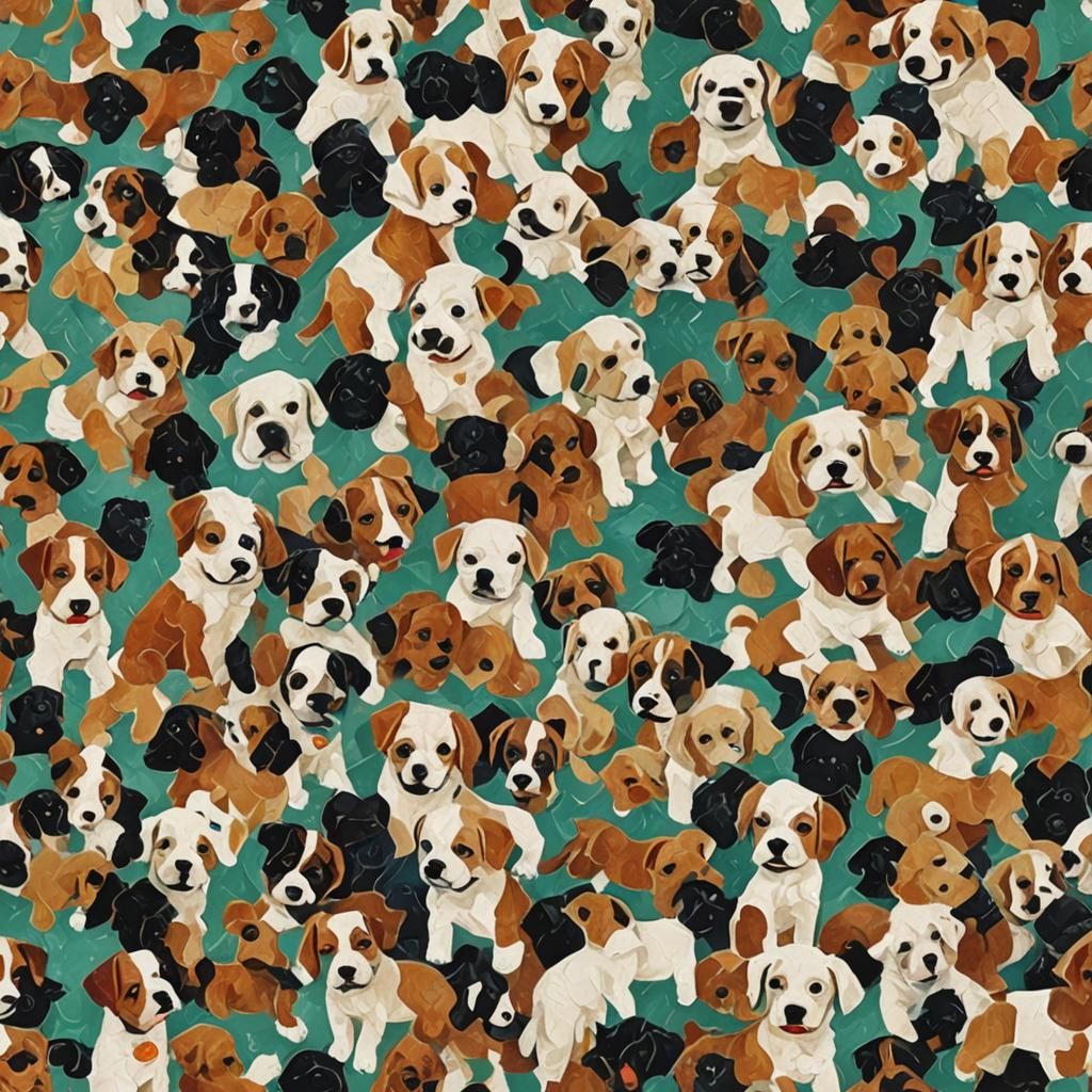 Abstract Puppy School in Complementary Colors