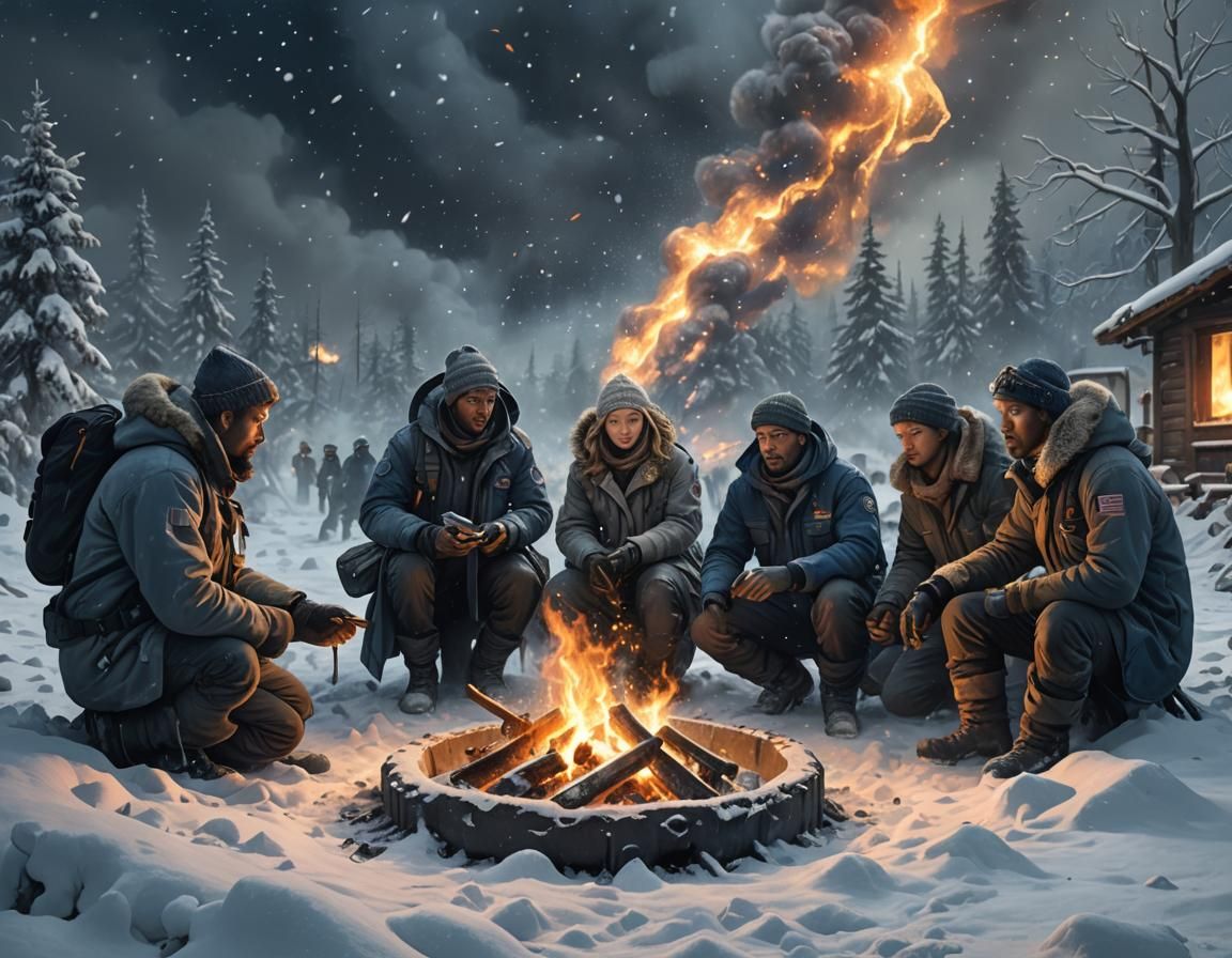 Survivors in a Frostbitten Wasteland, Dystopian Sci-Fi