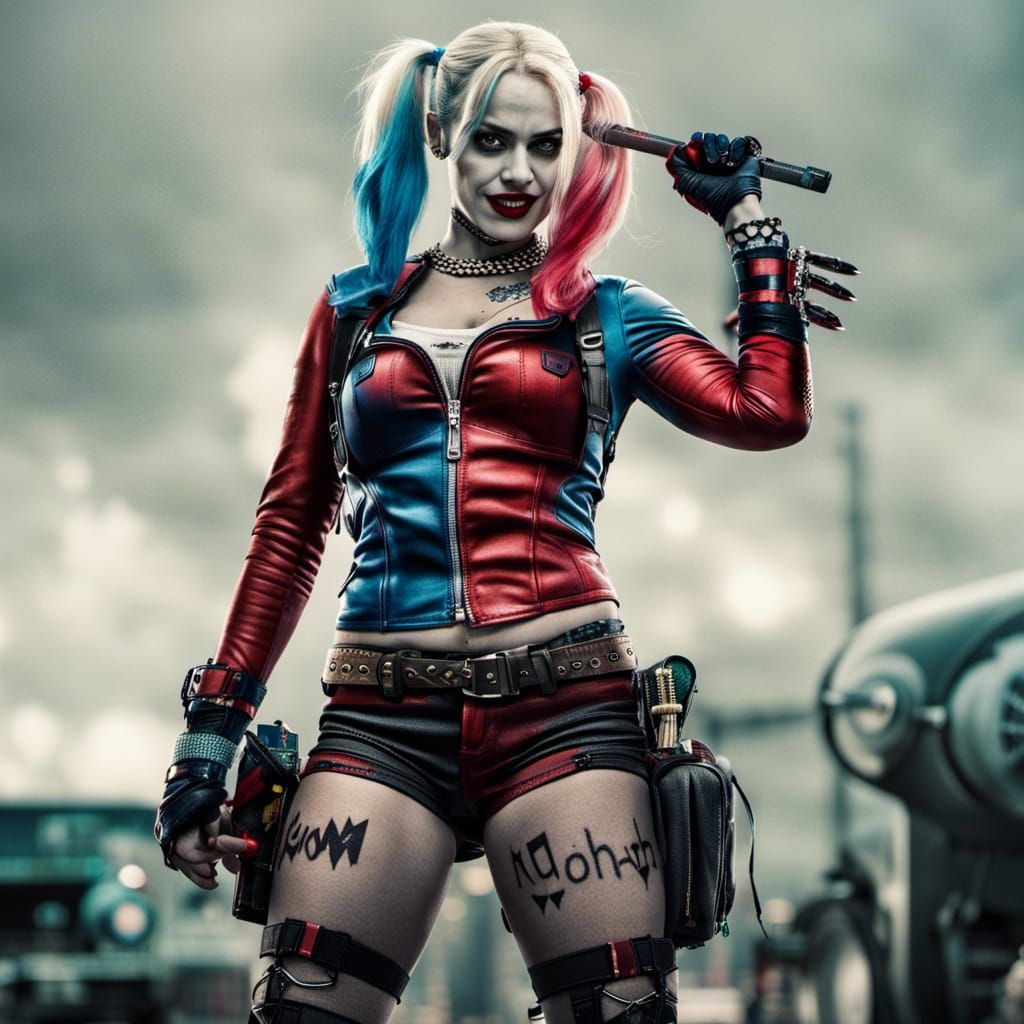 Hyperrealistic Harley Quinn Portrait in Cinematic Style