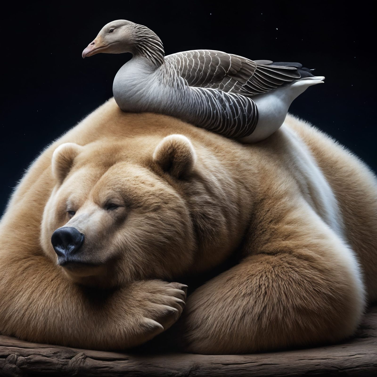 Fuzzy Fat Bear Exudes Contempt in Moonlit Scene