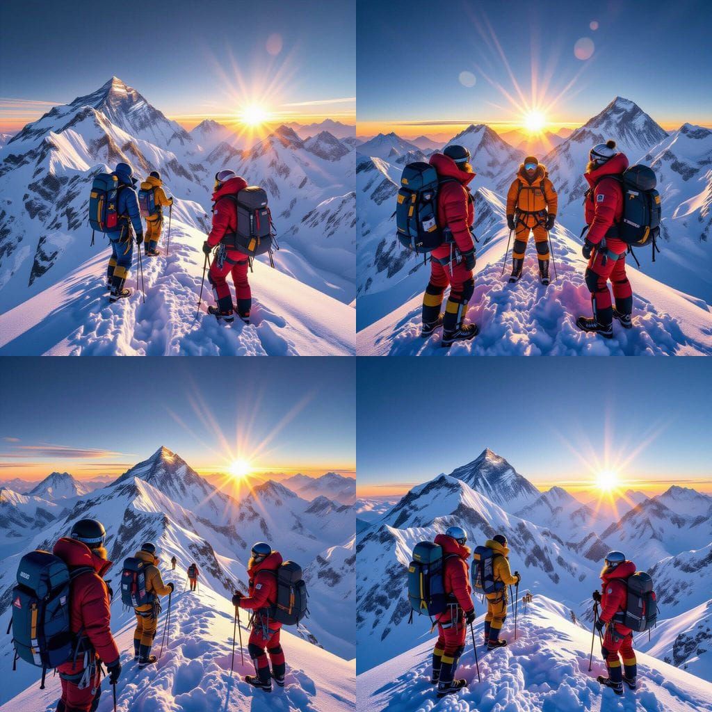 Mount Everest Summit Sunrise: Mountaineers Achieve Triumph