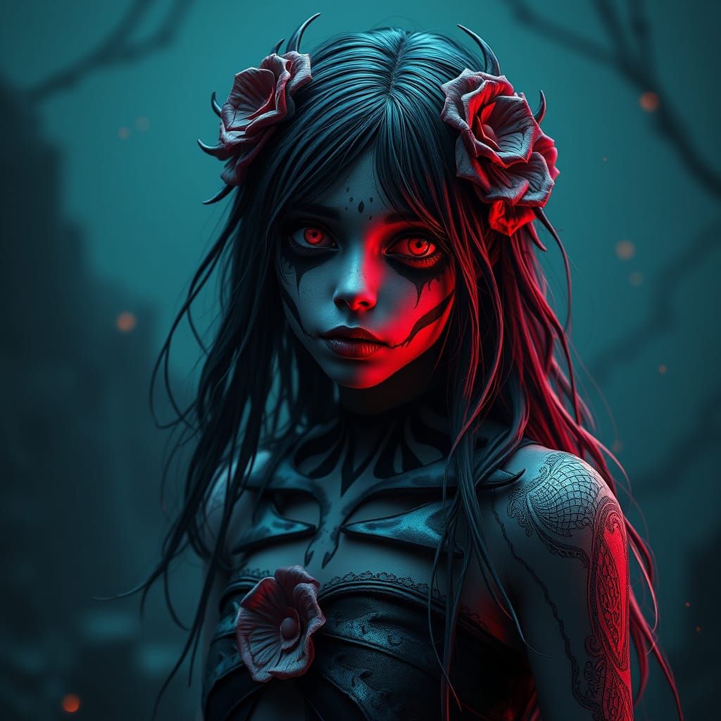 Surreal Fantasy Portrait of a Dead Girl in Deep Color