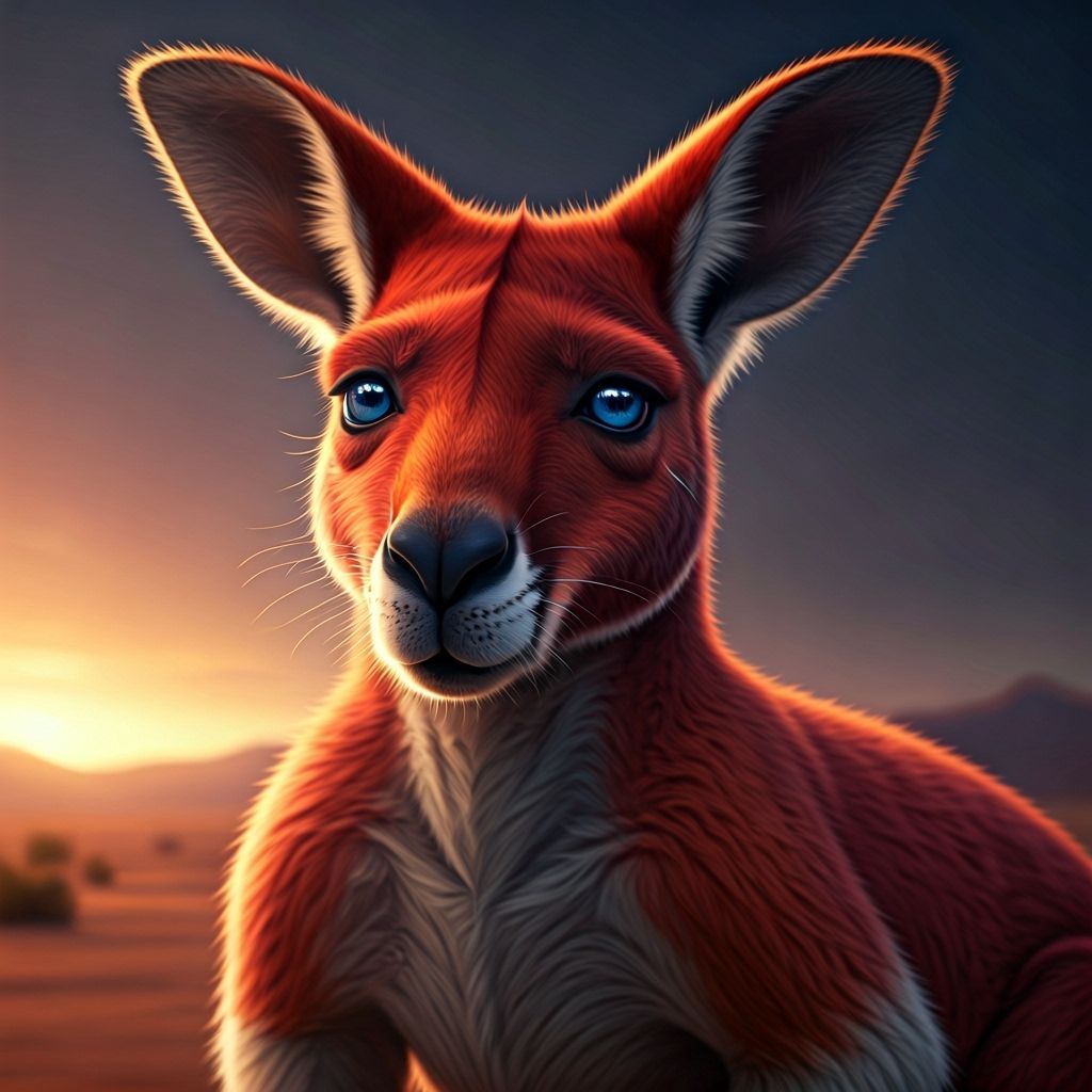 Crimson the Christmas Kangaroo in Desert Landscape