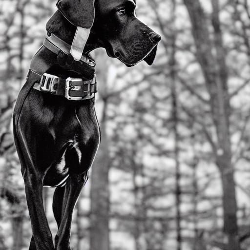 Great Dane Rides Harley: Monochromatic Concept Art