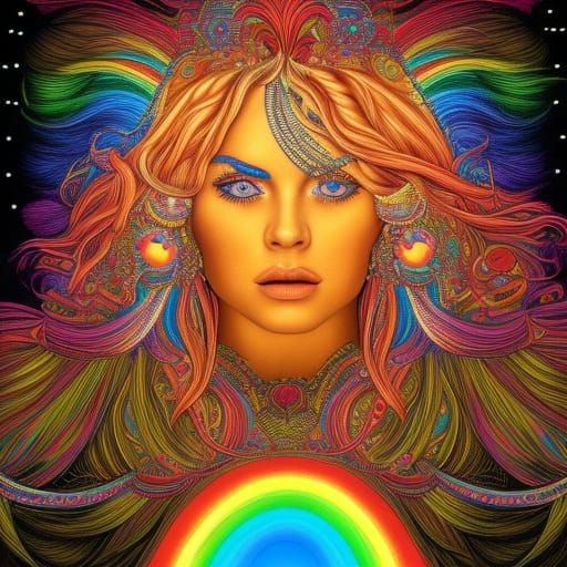 Gypsy with Rainbow Eyes: Detailed Digital Illustration