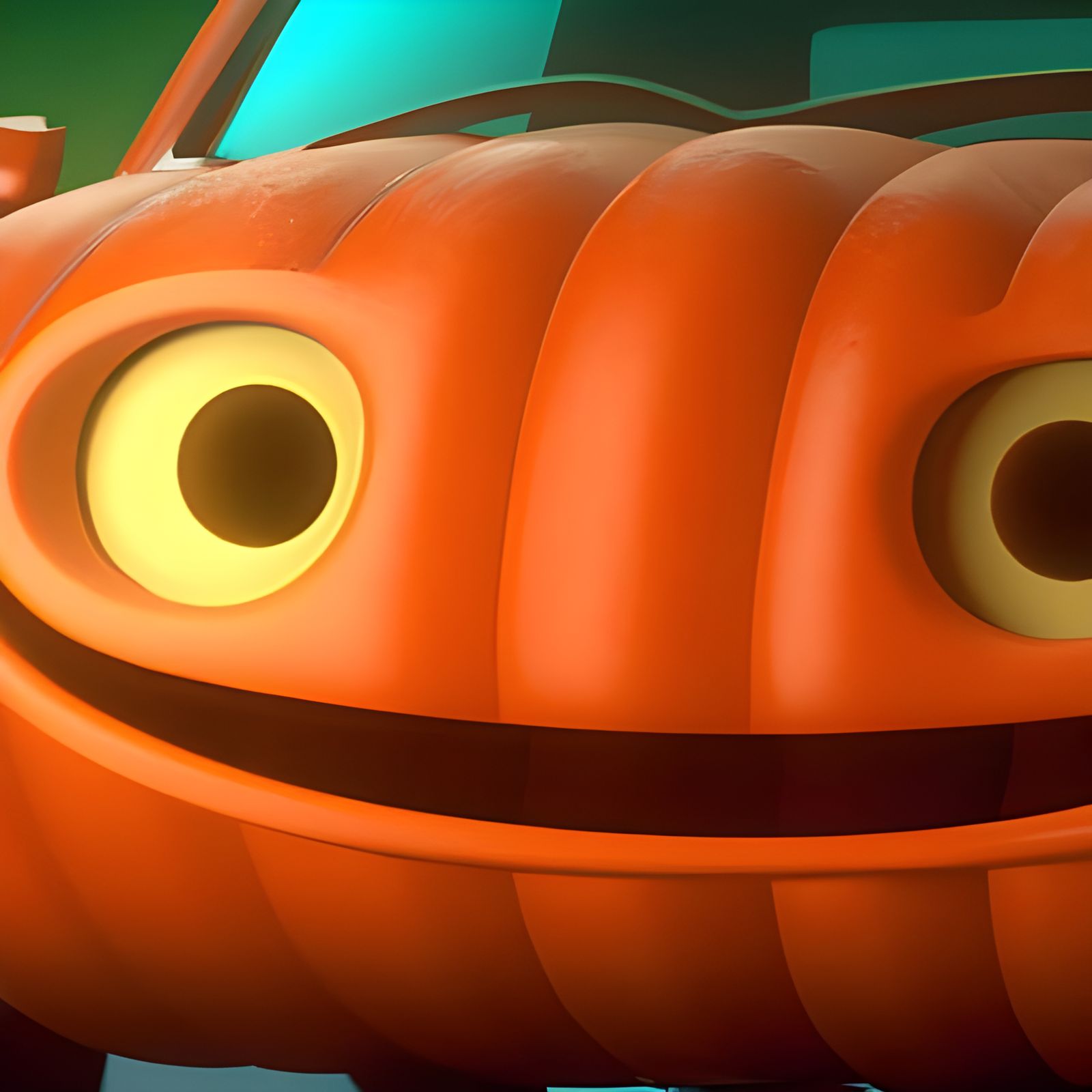 Pumpkin Sedan Car in 3D Digital Art Style