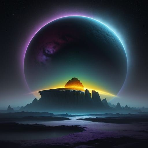 Alien Planet Concept Art with Ringed World