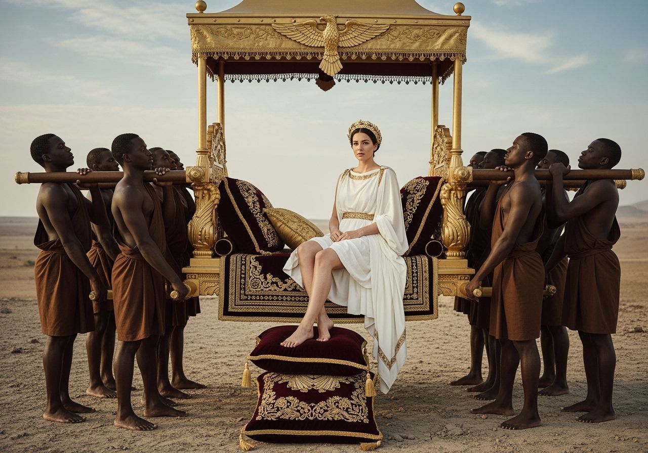 Regal Roman Empress on Imperial Litter Throne