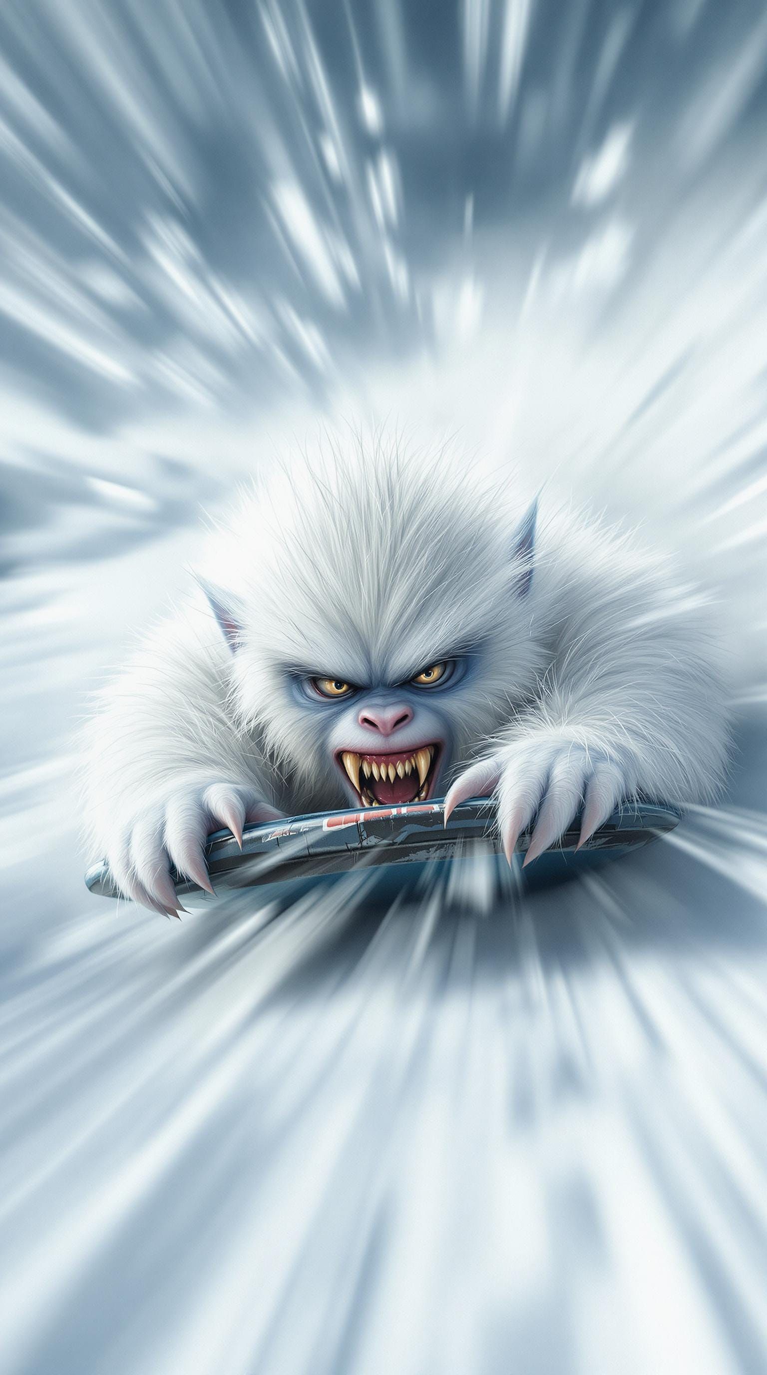 Adorable Yeti in Extreme Motion Blur Action Shot