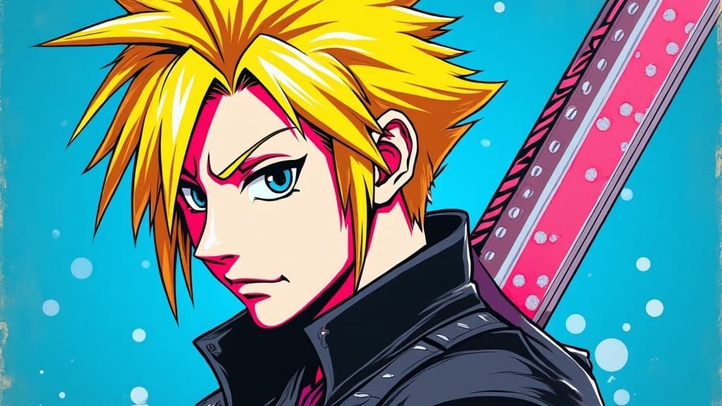Cloud Strife as Warhol-Inspired Pop Art