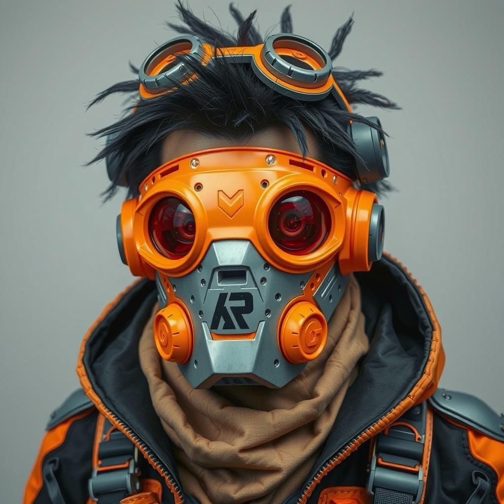 Futuristic Masked Character in Cyberpunk Tech Wear