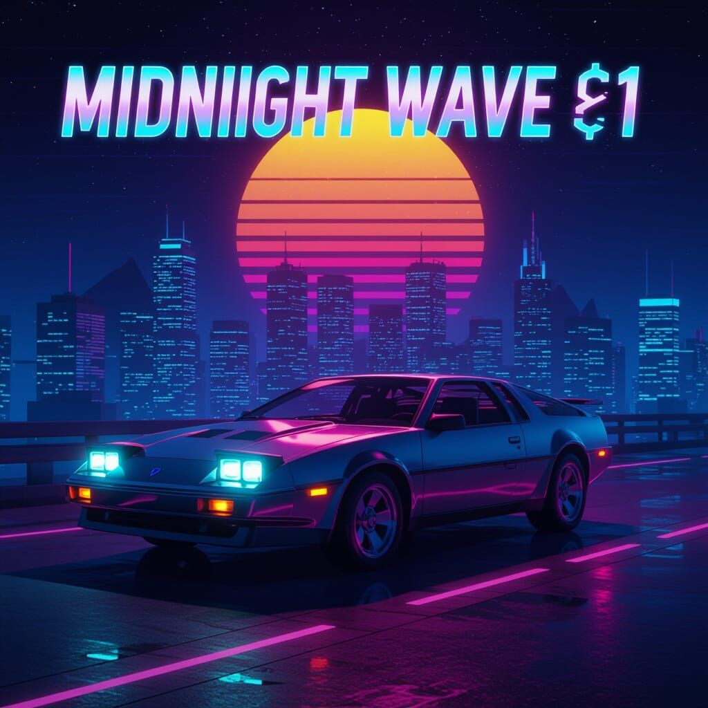 Synthwave Neon Retro Midnight Landscape