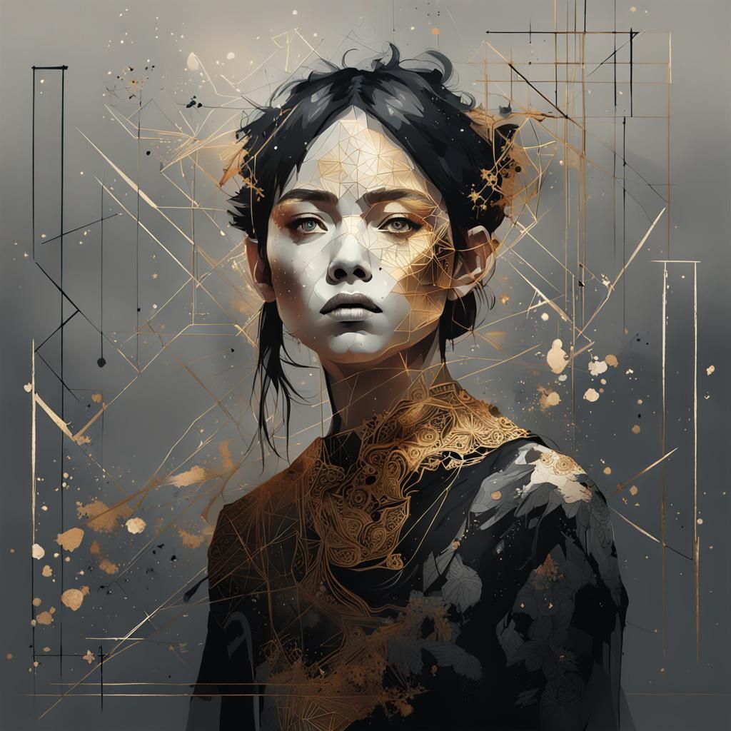 Electrifying Digital Painting of Party Scene with Geometric...