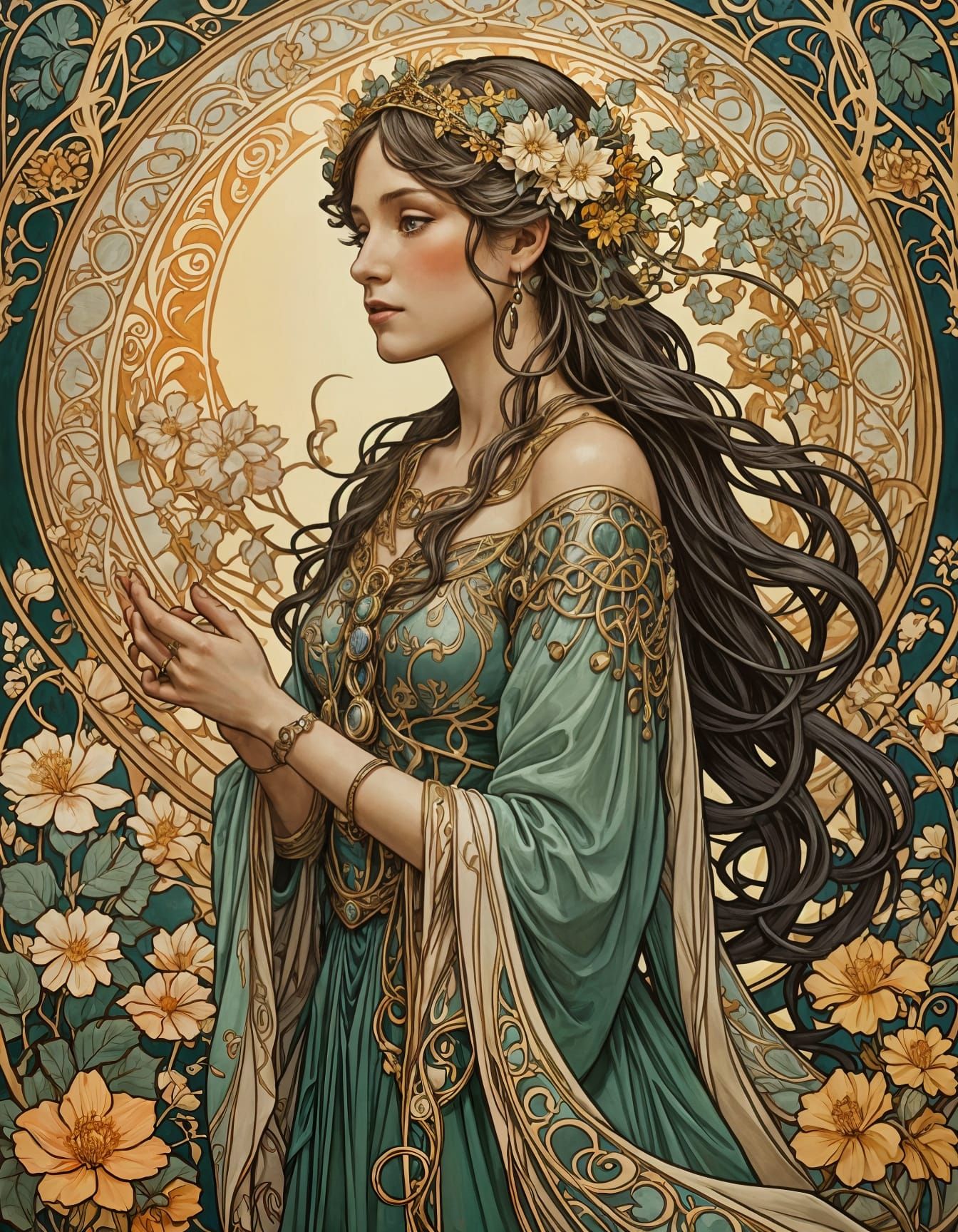 Lady in Art Nouveau Style