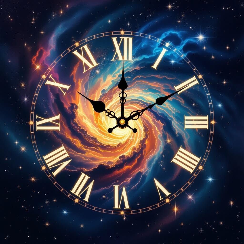 Cosmic Clock of Eternity in Surrealist Style