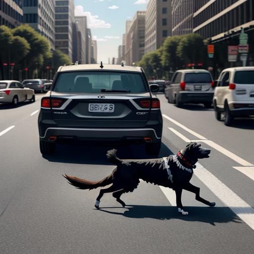 Hyperreal Hairy Man Leads Blind Dog