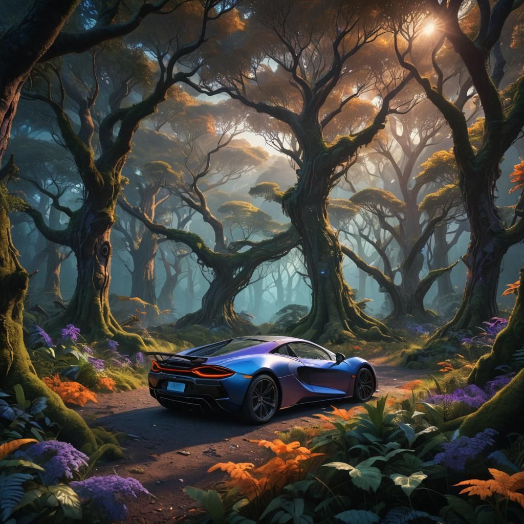 McLaren in Mystical Forest: Digital Matte Painting