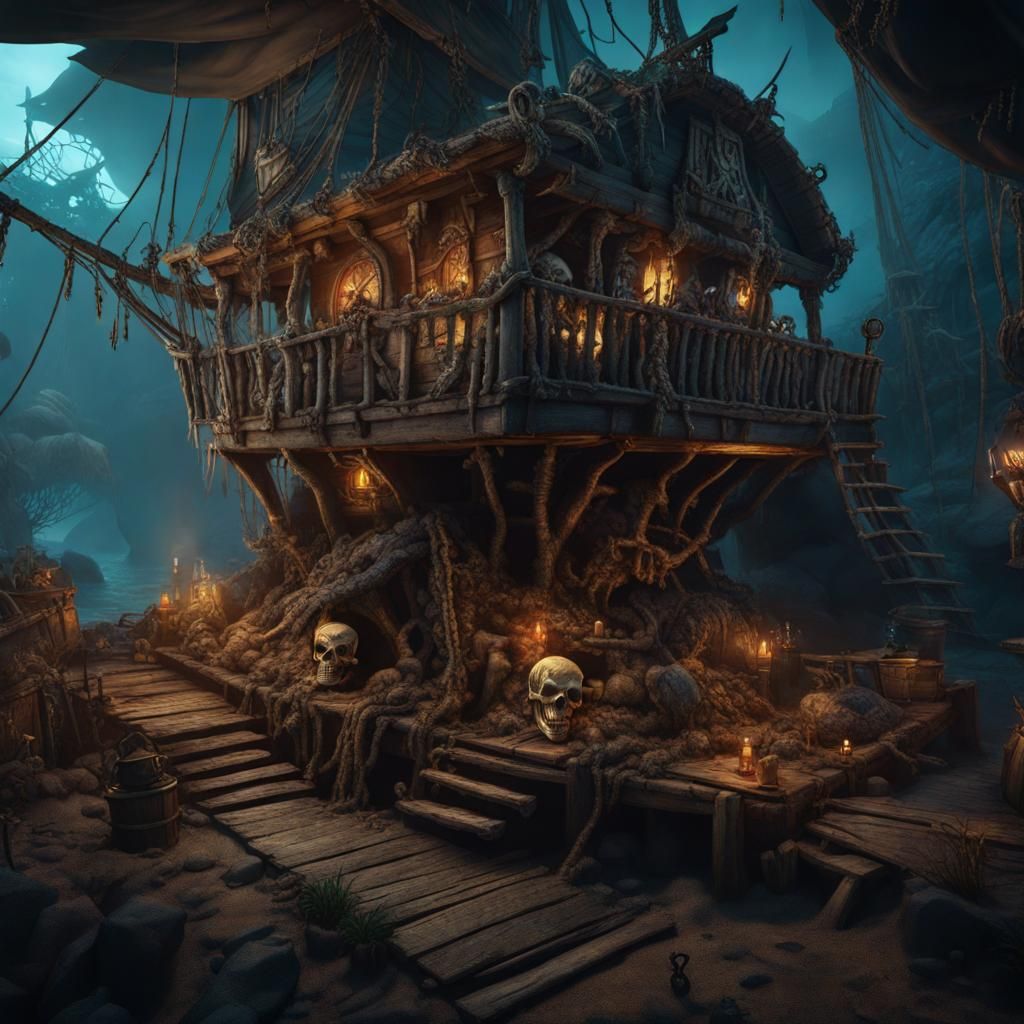 Skeleton Pirate Hideout Concept Art