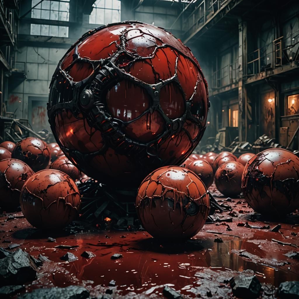 Blood and Glass Sphere Captures Miniature Apocalypse