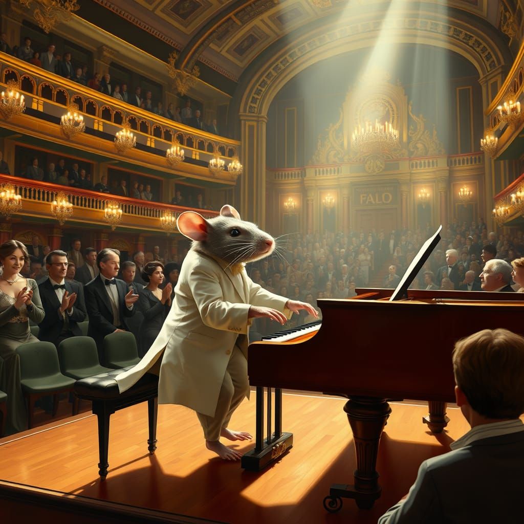 Rat Maestro Performing Grand Piano Concert