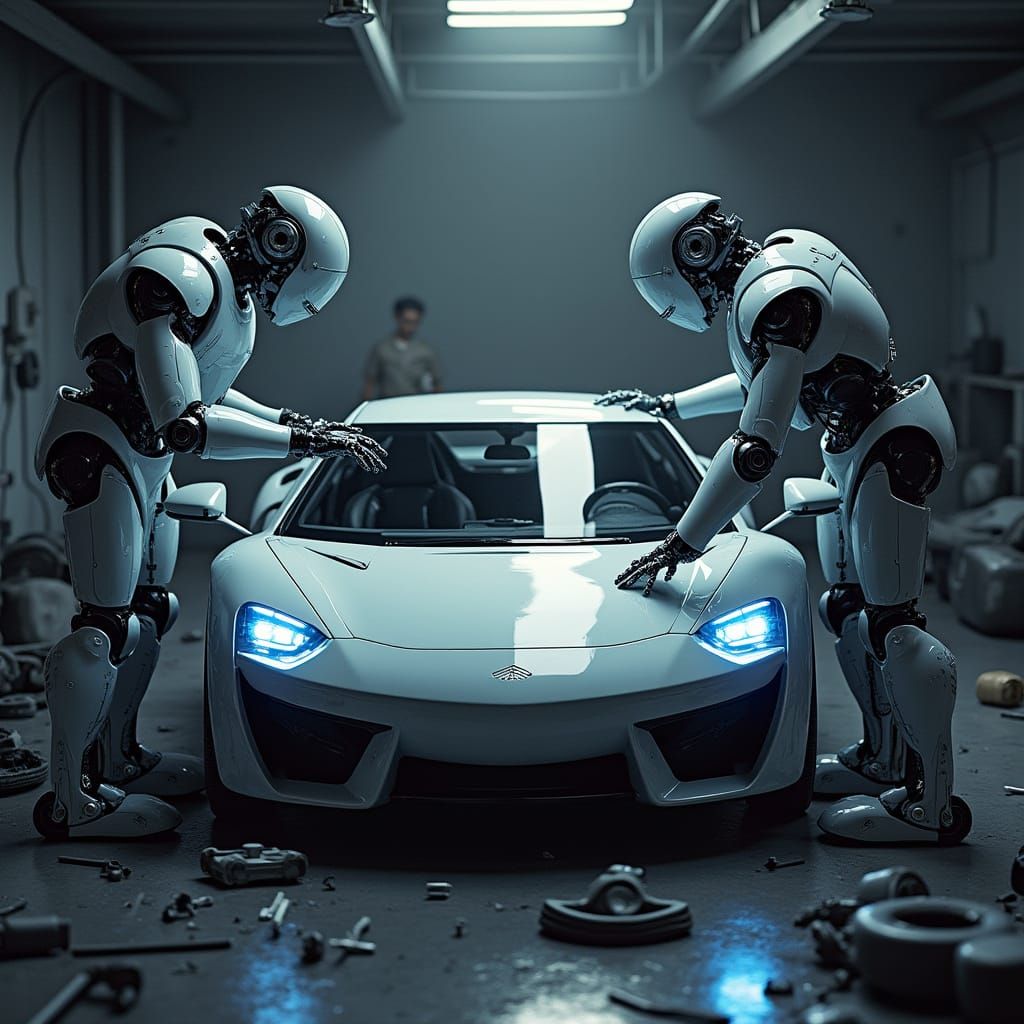 Futuristic Garage Repair in Industrial Chic Style