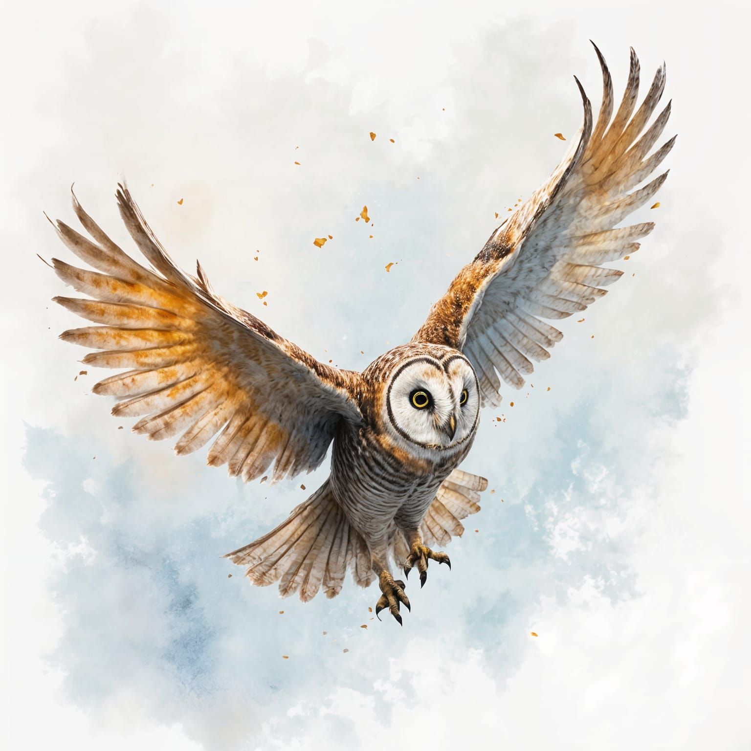 Vibrant Winter Owl in Expressive Scratch Paint Style