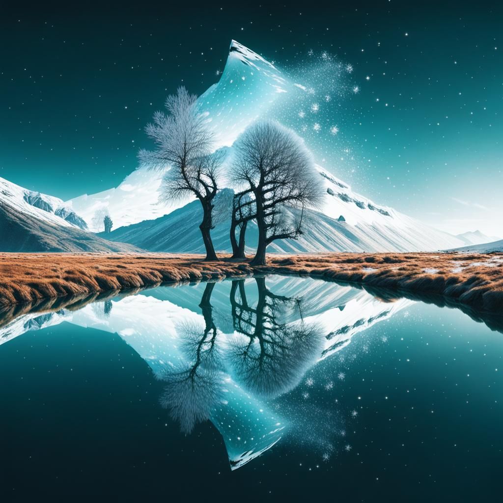 Melting Snow Landscape in Double Exposure Style