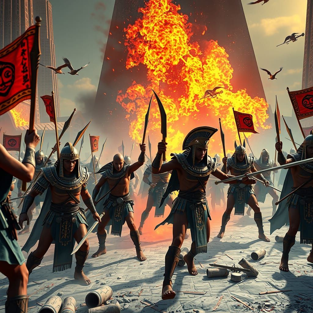 Egyptian Warriors Clash in Epic 3D Render