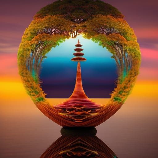 Psychedelic Cosmic Temple Portrait in Photorealistic Style