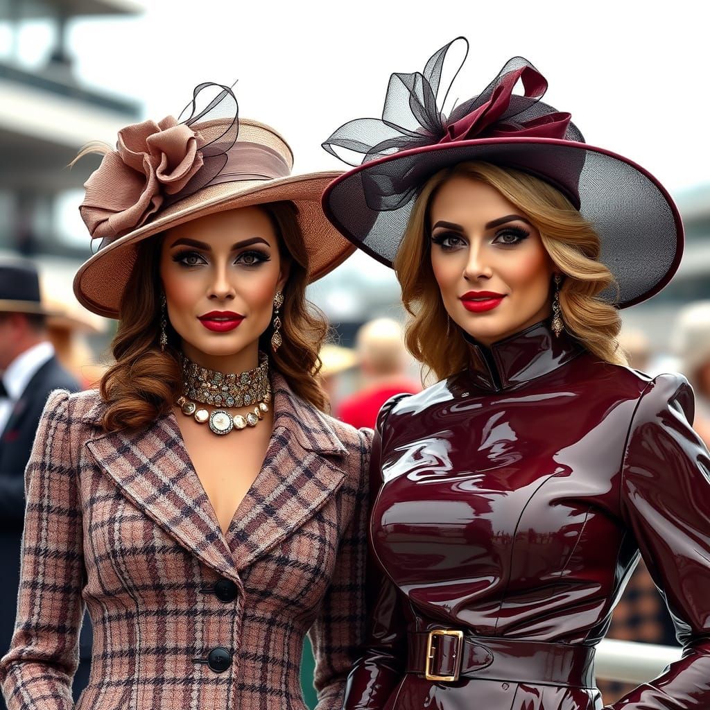 Elegant Women at the Races in Photorealistic Style