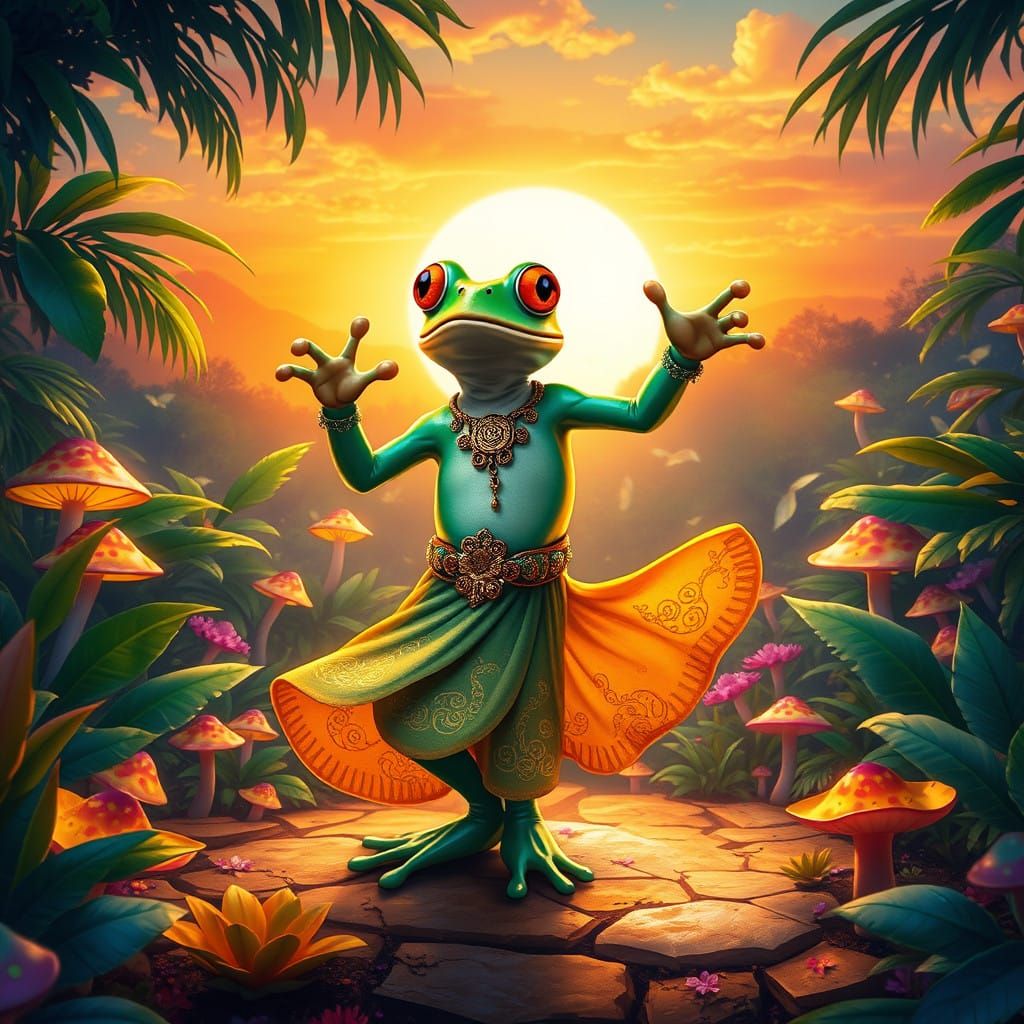 Salsa Dancer Frog in Emerald Green Costume