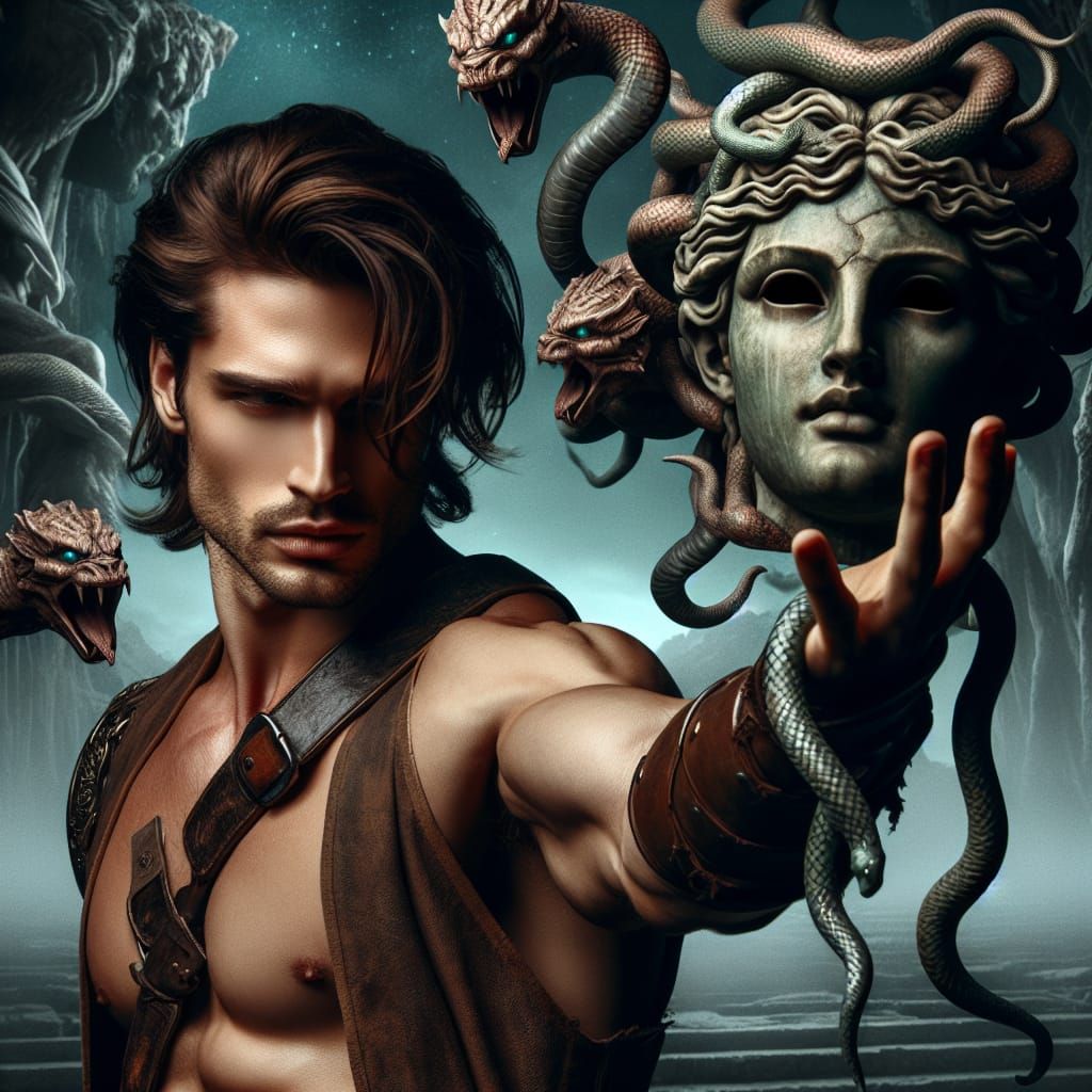 Heroic Warrior Defies Medusa's Gaze, Confronts Ancient Sea M...