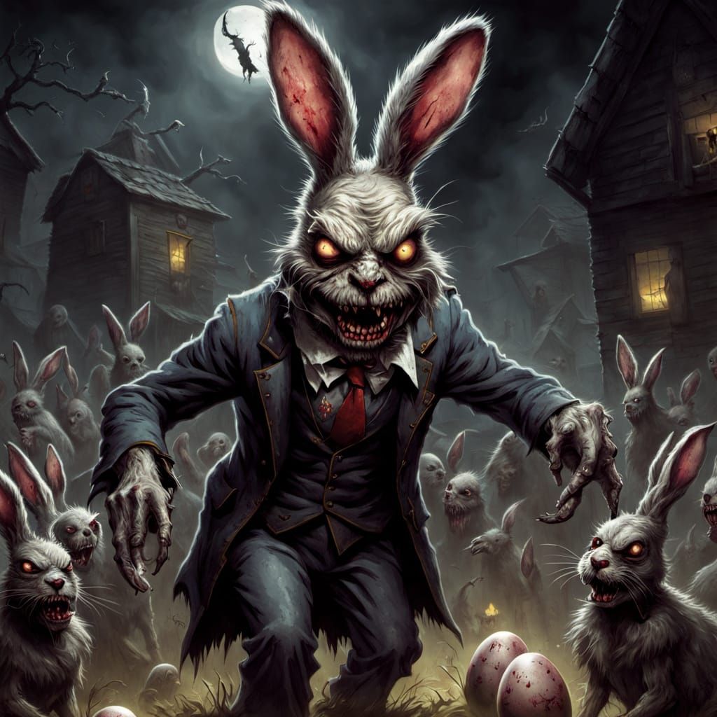 Dark Easter Bunny Horror in a Gothic Style