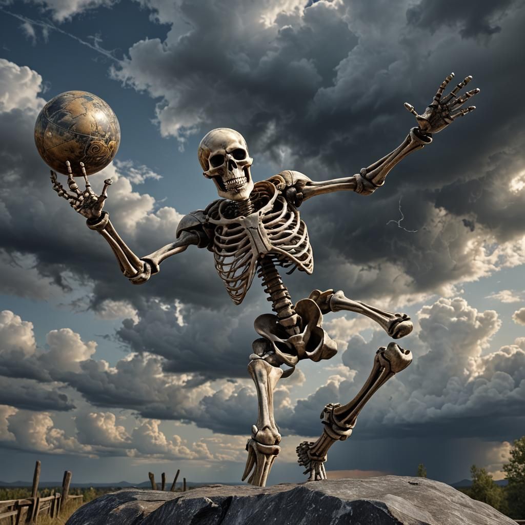 Skeleton Rider on Cannonball in Detailed Matte Painting