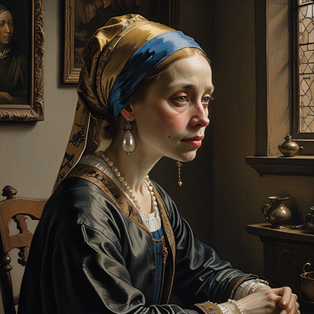 Mysterious Skeleton Maiden in Soft Oil Lighting